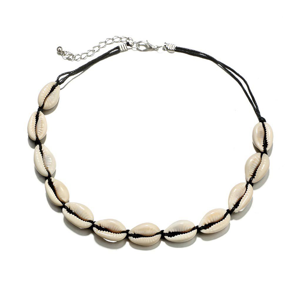 

Simple Personality Fashion European and American Shell Conch Black Line Necklace, Crystal cream