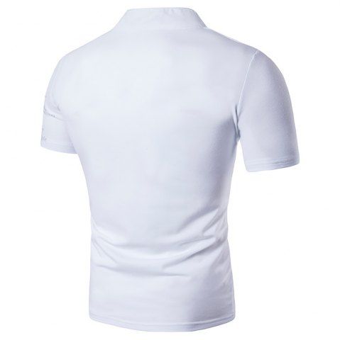 

Mandarin Collar Short Sleeve Tee Shirt Men Spring Summer Top Men Clothing, White