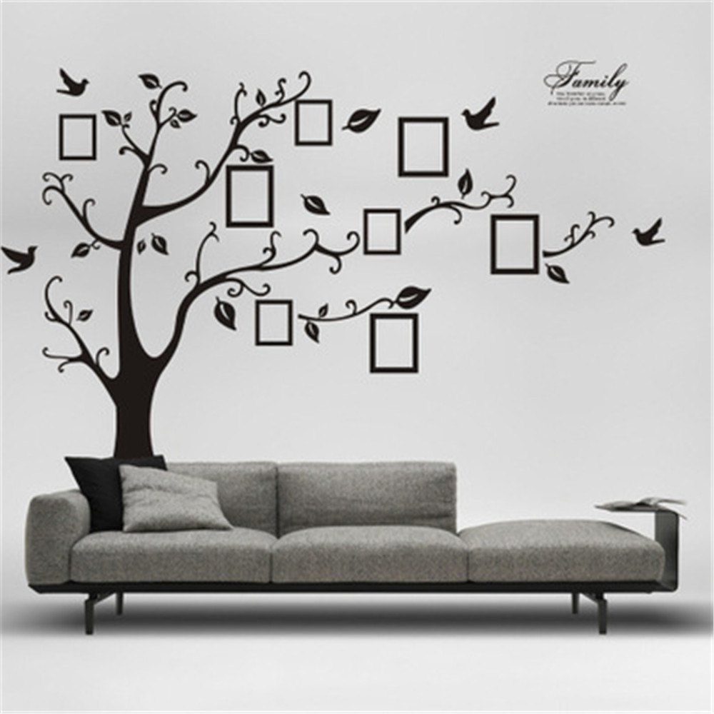 Large Black 3d Diy Photo Tree Pvc Wall Decals Adhesive Family Stickers