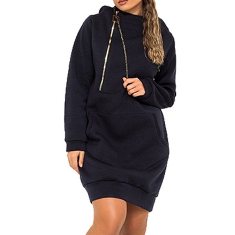 

Plus Size Women Autumn Hooded  Big Large Size Stretchy Warm Winter Cloth, Deep blue