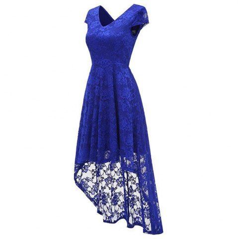 

Women's Wear V Collar Cocktail Lace Dress, Blue