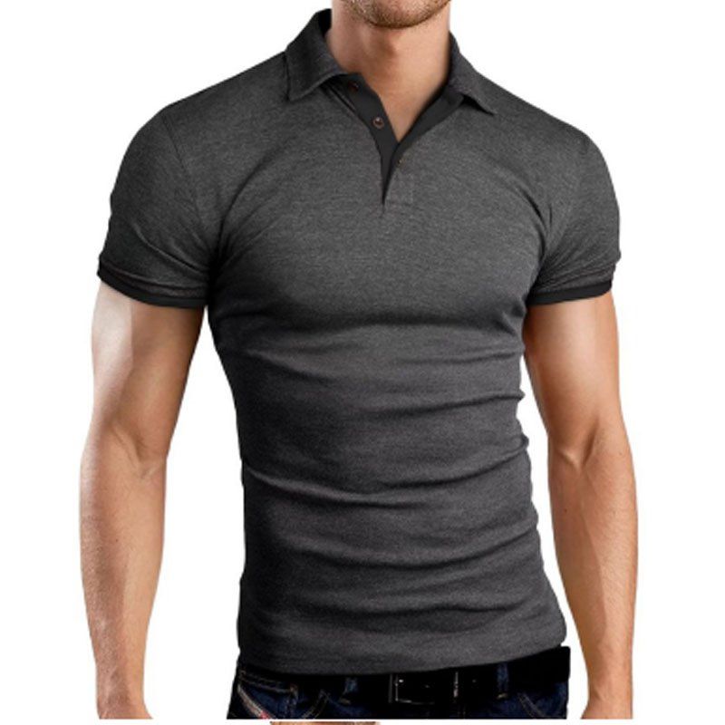 Online 2018 Men'S New Solid Color Short Sleeved Shirt  