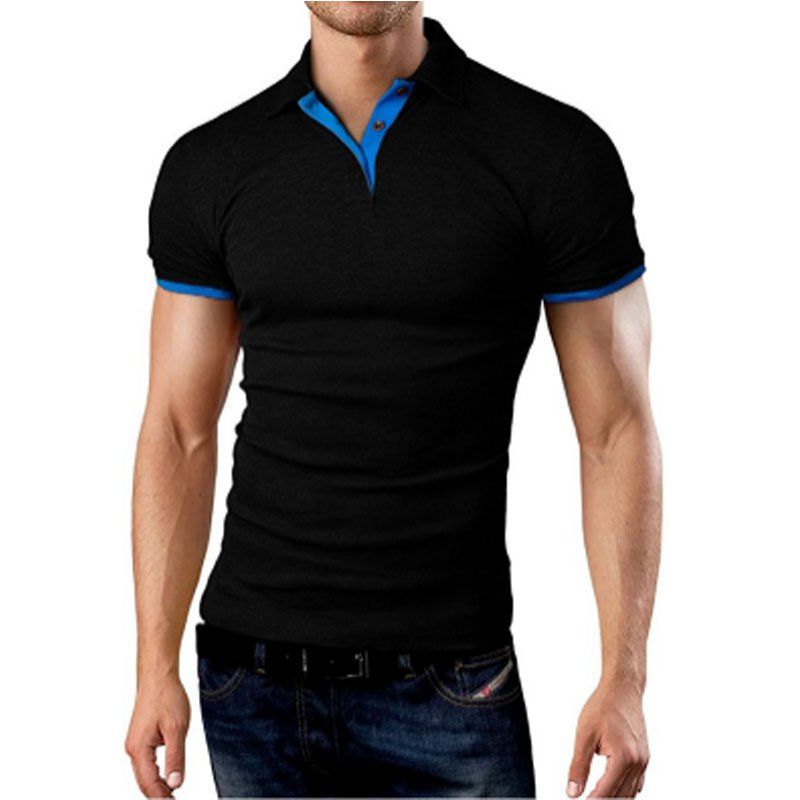 

2018 Men'S New Solid Color Short Sleeved Shirt, Black
