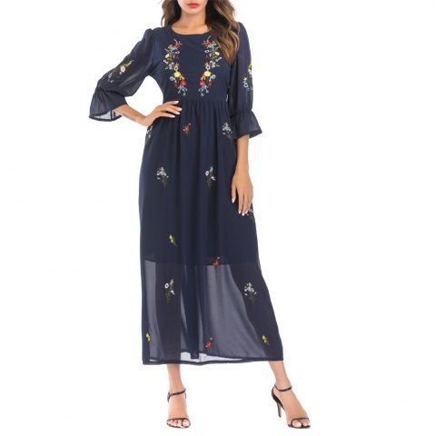 Black Denim Chiffon Dress