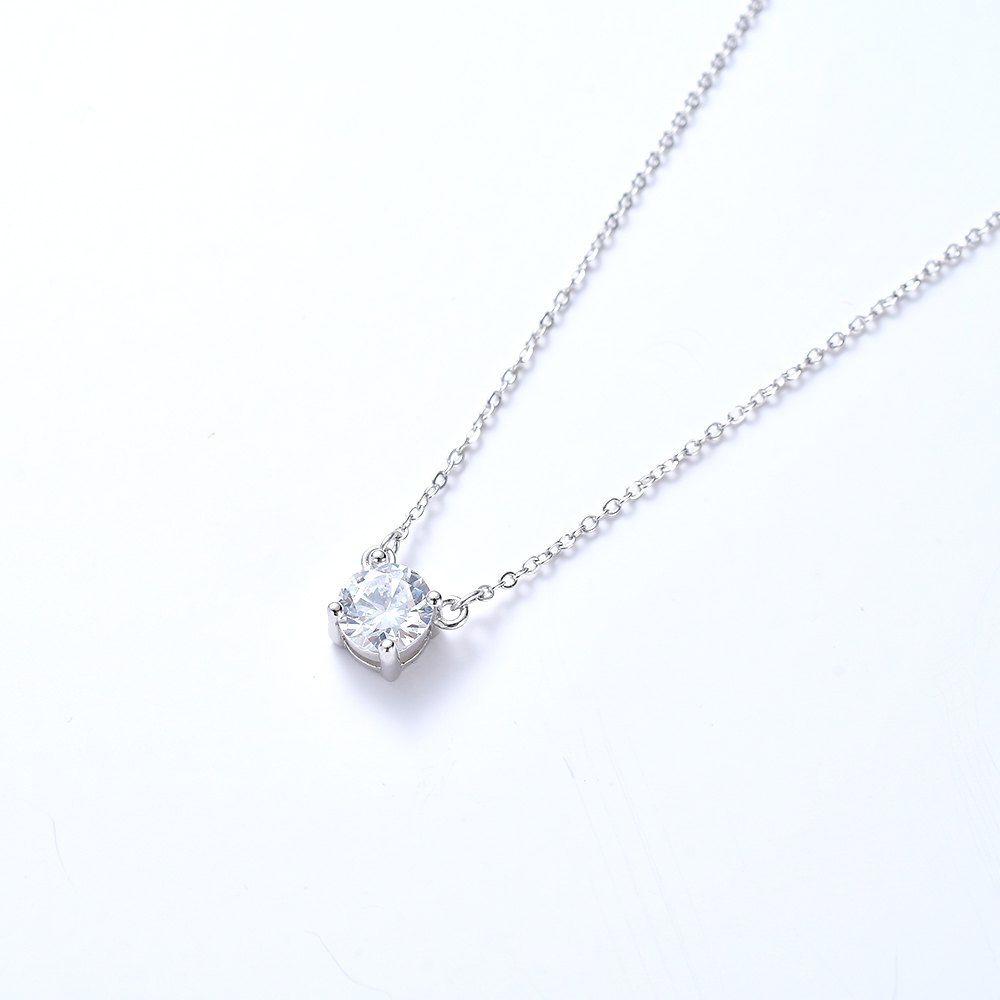 

S925 Sterling Silver Female Fashion Pendant with Diamond Necklace