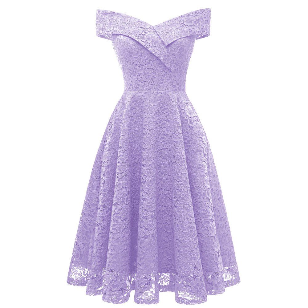 

Explode Money Shoulder Silk Lace 2018 Summer New Foreign Trade Dress, Violet