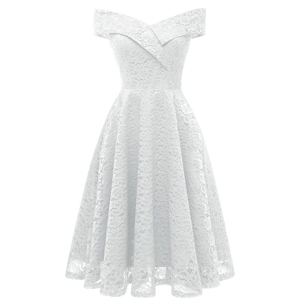 

Explode Money Shoulder Silk Lace 2018 Summer New Foreign Trade Dress, White