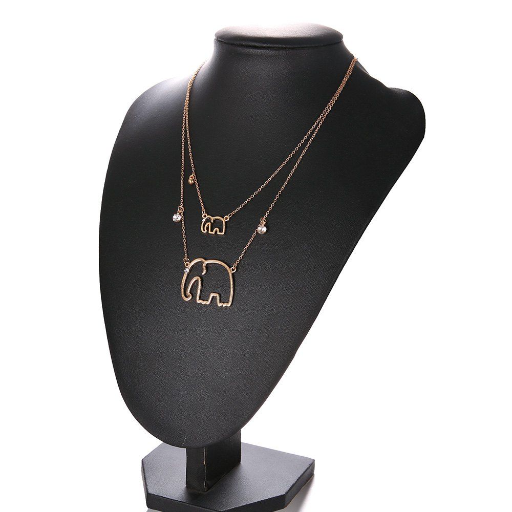 

Multilayer Collier Femme Gold Chain Origami Elephant Pendant Necklaces