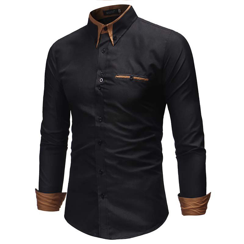 

Men'S Casual Solid Color Shirt, Black