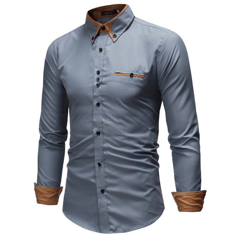 

Men'S Casual Solid Color Shirt, Gray