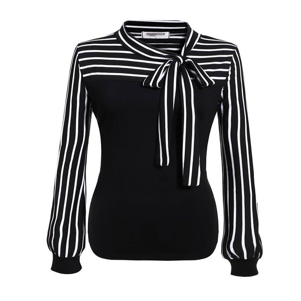 

Jacket Striped Sailor Shirt Long Sleeved Women'S T-Shirt, Black