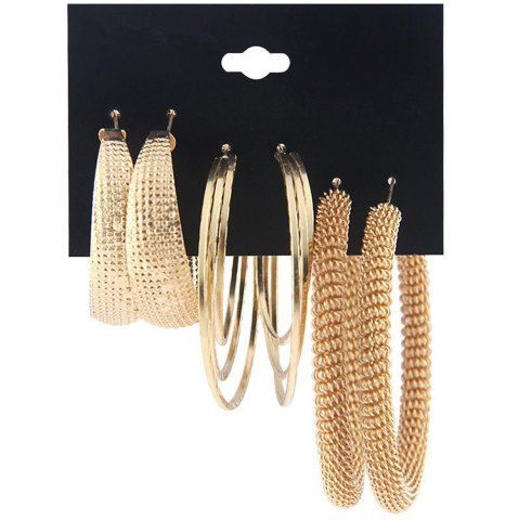 Hoop Earrings Free Shipping And Rosegal Golden Exaggerated Female Earrings Spring Jewelry 3 Pairs Of Sets