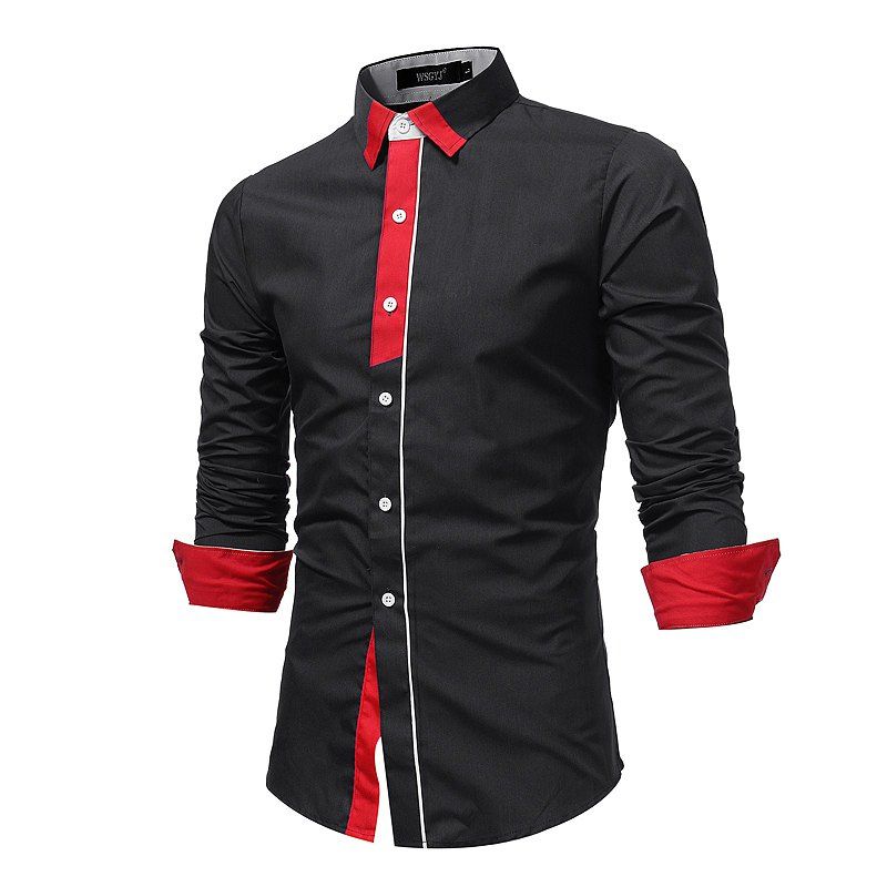 

Men'S Fashion Long Sleeves Casual Shirts, Black