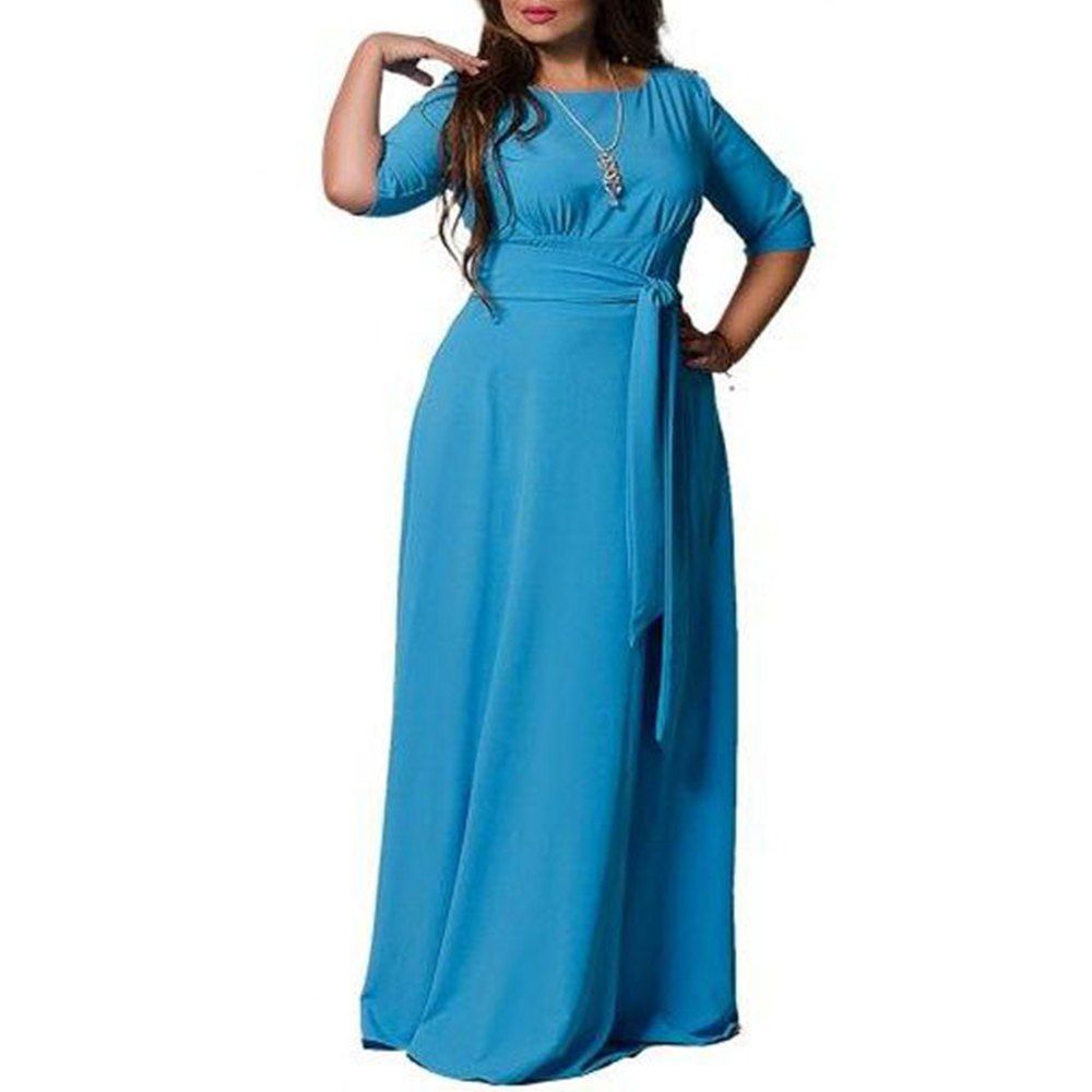 

Summer New Fashion Solid Color Elegant Dress Extra Size Belt, Light blue