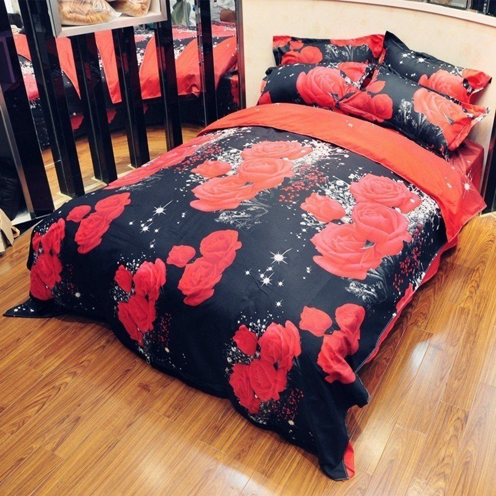 2019 Explosion Models 3d Red Rose Bedding Two Or Three Sets Explosion Models 3d Red Rose Bedding Two Or Three Sets King Size