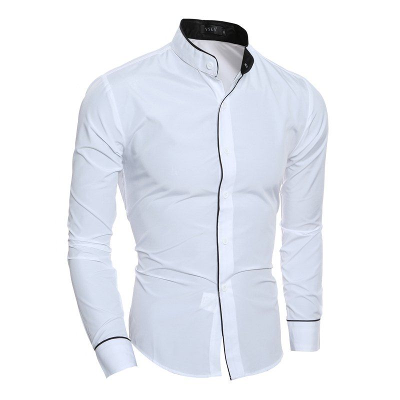 

Men's Individual Bordered Leisure Collar Shirt, White