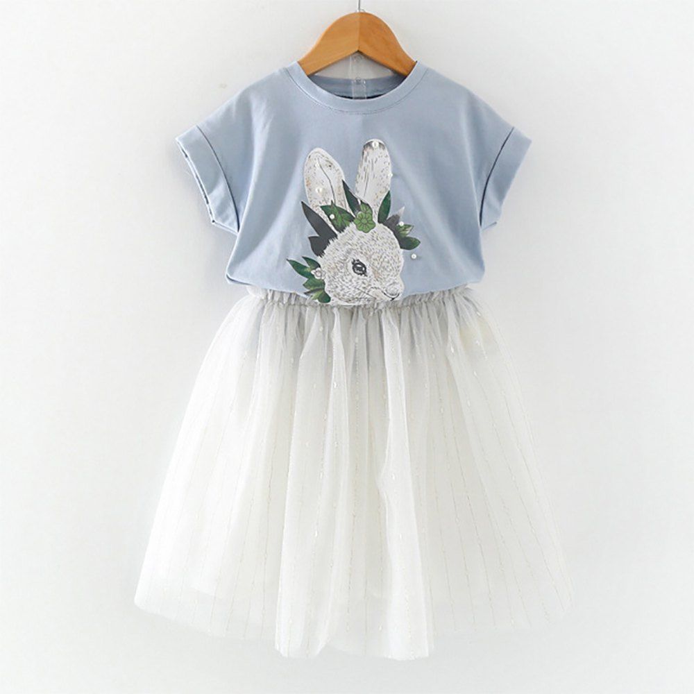 T Shirt Et Jupe Vache Decoration Dessin Anime A Manches Courtes Pour Bebe Fille En White Rosegal Com France