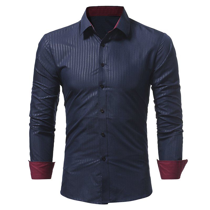

Men'S Casual Stripes Shirt, Cadetblue