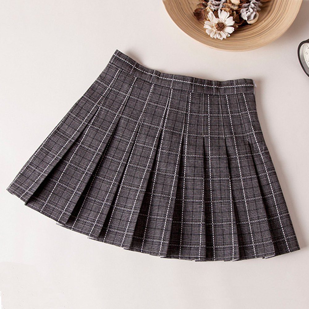 [50% OFF] Plaid High Waist Slim Pleated Skirt A Word Age College Wind ...