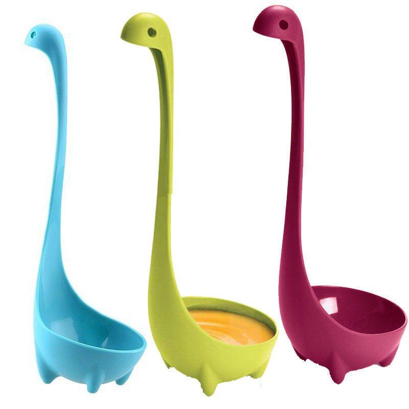 

3 PCS Kitchen Supplies Dinosaur Spoons Soup Loch Ness Ladle Long Handle Spoon, Multi-a