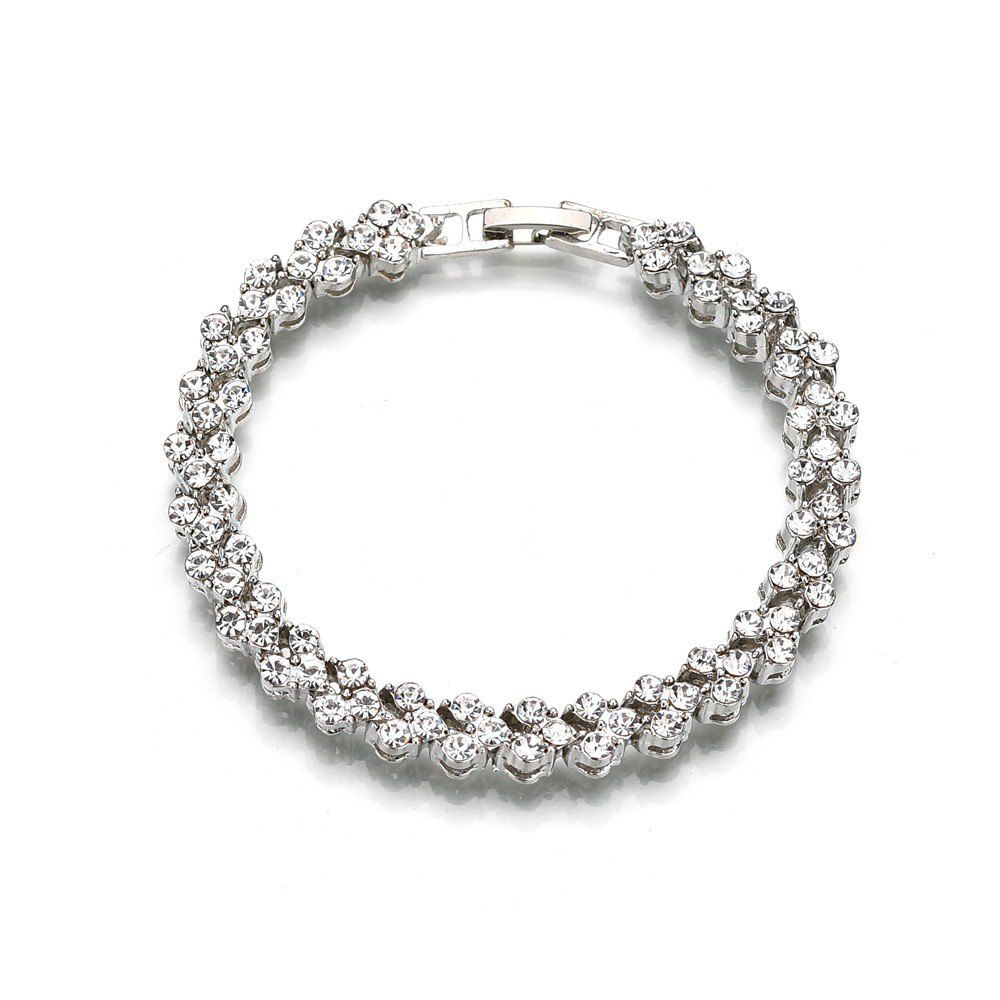 

Women Fashion Heart-Shaped Diamond Bracelet, Silver