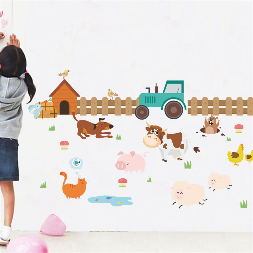 31 Off Cartoon Small Animal Dairy Cow Fence Wall Paste Household