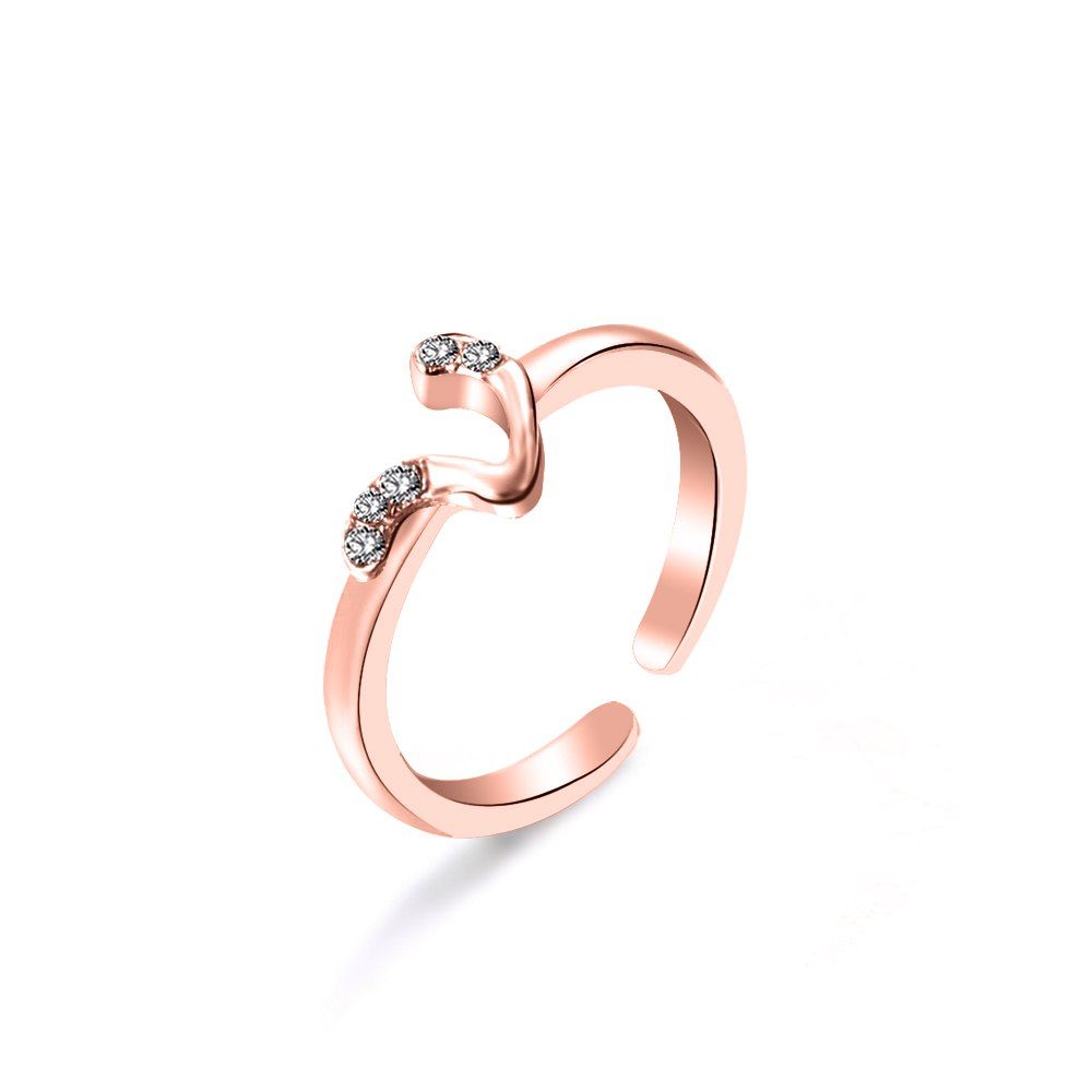 

Simple Letter Ring 26 English Alphabet Combination Micro-Set Diamond Gift, Rose gold