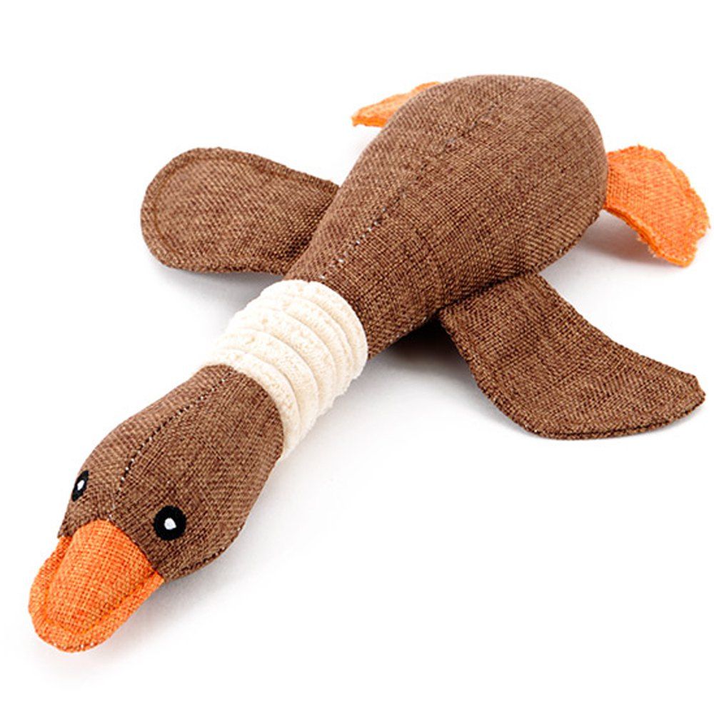 Dog Squeaky Toy Chewable Bite Sound Stuffed Wild Goose Pillow Puppy Pet ...