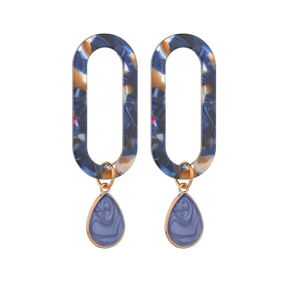 

Fashion Acrylic Geometric Water Droplets Pendent Earrings, Blue