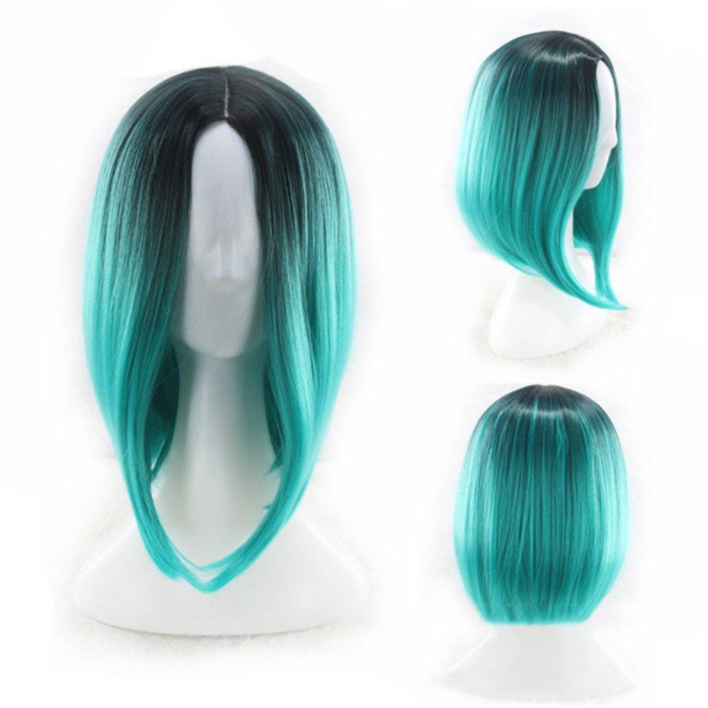

Heat Resistant Synthetic Ombre Wigs Long Straight Bob Red Pink Grey UK FAST, Deep green
