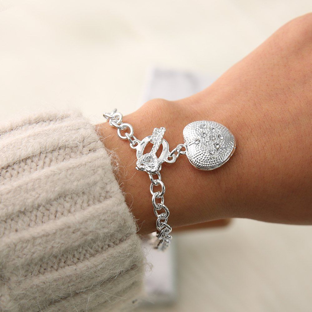 

Fashion Personality Key Jewelry Diamond Heart Bracelet Female, Silver
