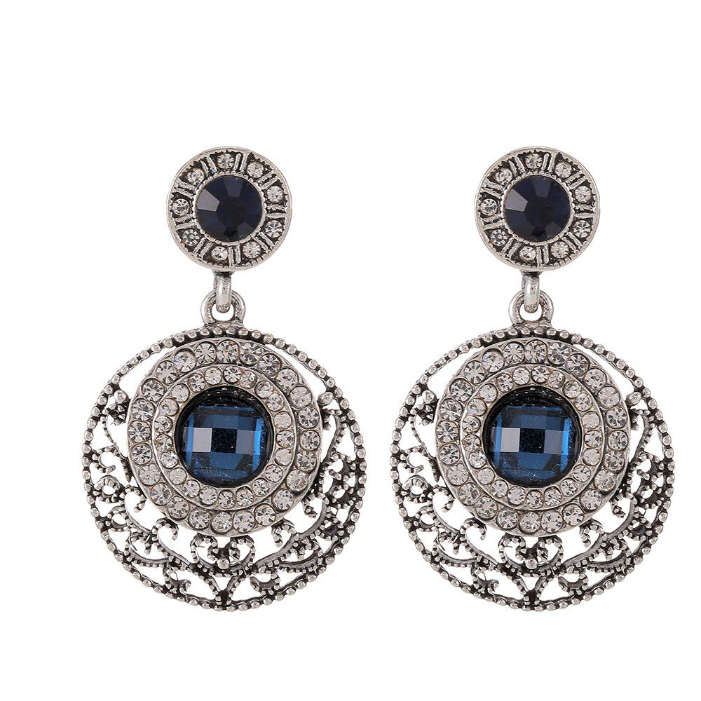 

Personality Allergy Set Diamond Hollow Earrings, Silver