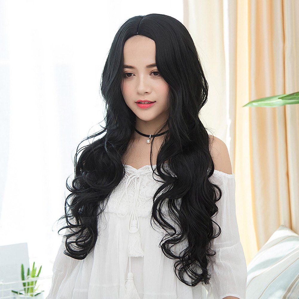 

Stylish Wigs Women Wear Realistic Wigs with Long Wavy Curl, Black