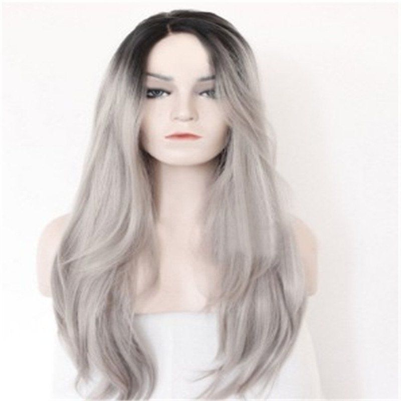 

Gray Bleached Long Curly Hair Wig, Light gray