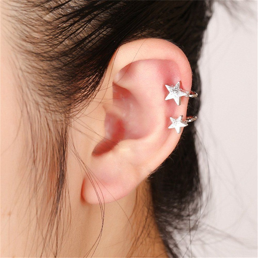 

Creative Women's Star Earrings Without Earholes, Silver