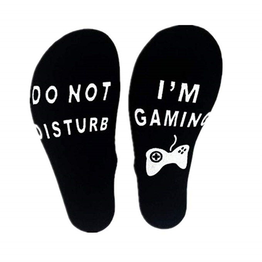 

Unisex Novelty Funny Sport Socks DO NOT DISTURB/ I'M GAMING, Black