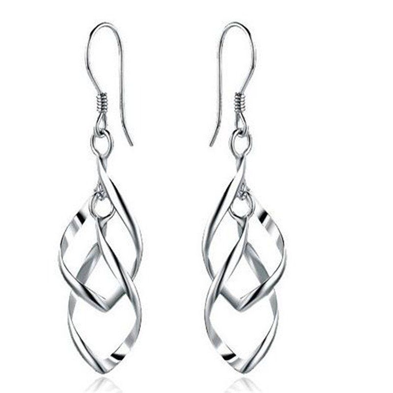 

Creative Women's Baitao Twisted Diamond Multi-Layer Earrings, Silver