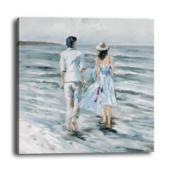 Bord De Mer Couple Se Promener Peinture Decorative Salon Chambre Peinture En Multi Rosegal Com France