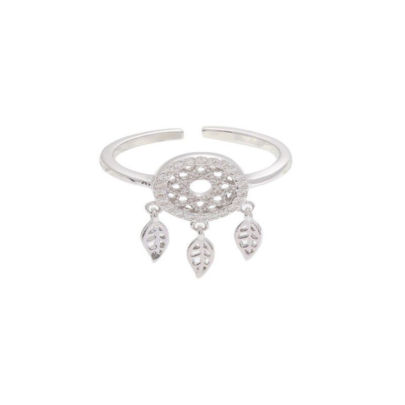 

Fashion Baitao Women's Hollow Out Feather Ring, Silver