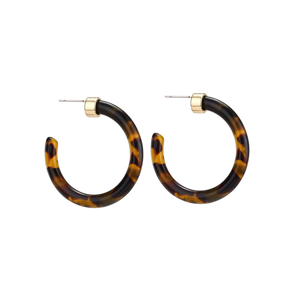 

New Trendy Round Acrylic Hoop Earrings For Women Tansparent Big Large Circle, Leopard