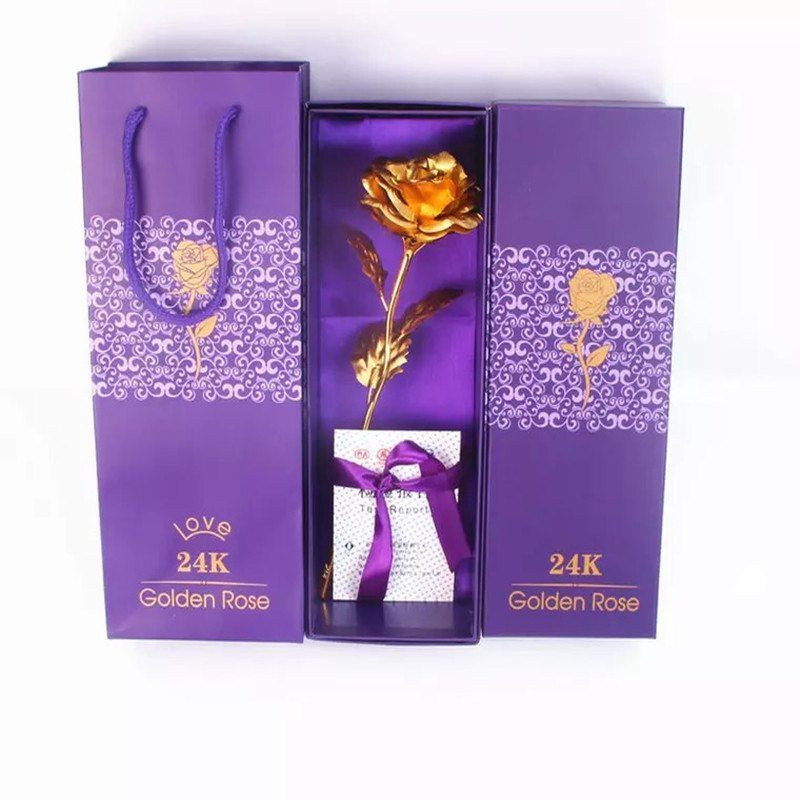 

Day Gift 24K Gold Foil Artificial Rose Flower Valentine's Day Birthday Gift