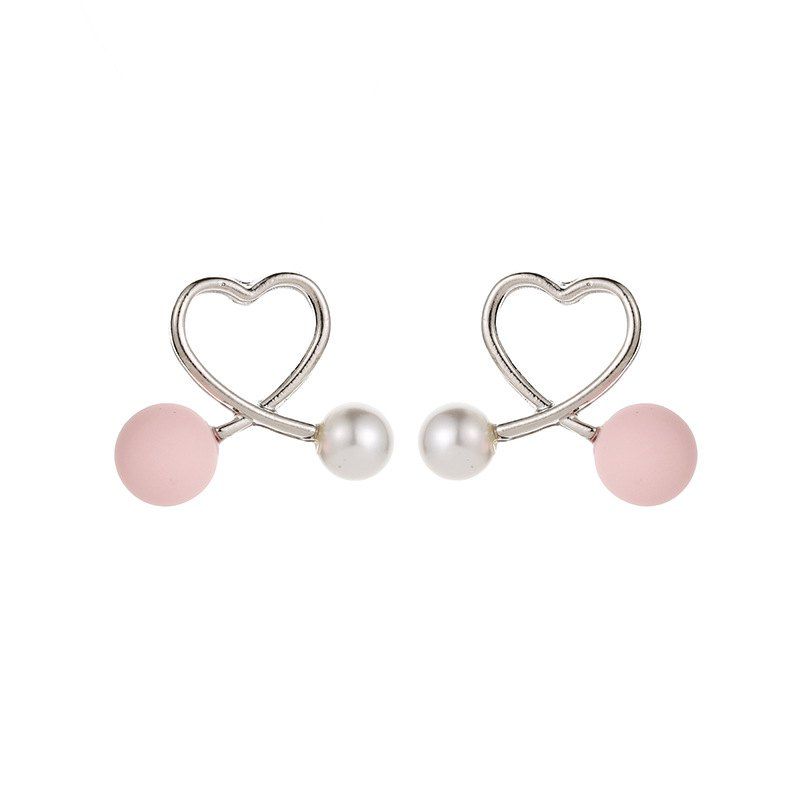 

Creative Sweet Heart Shaped Earrings, Silver
