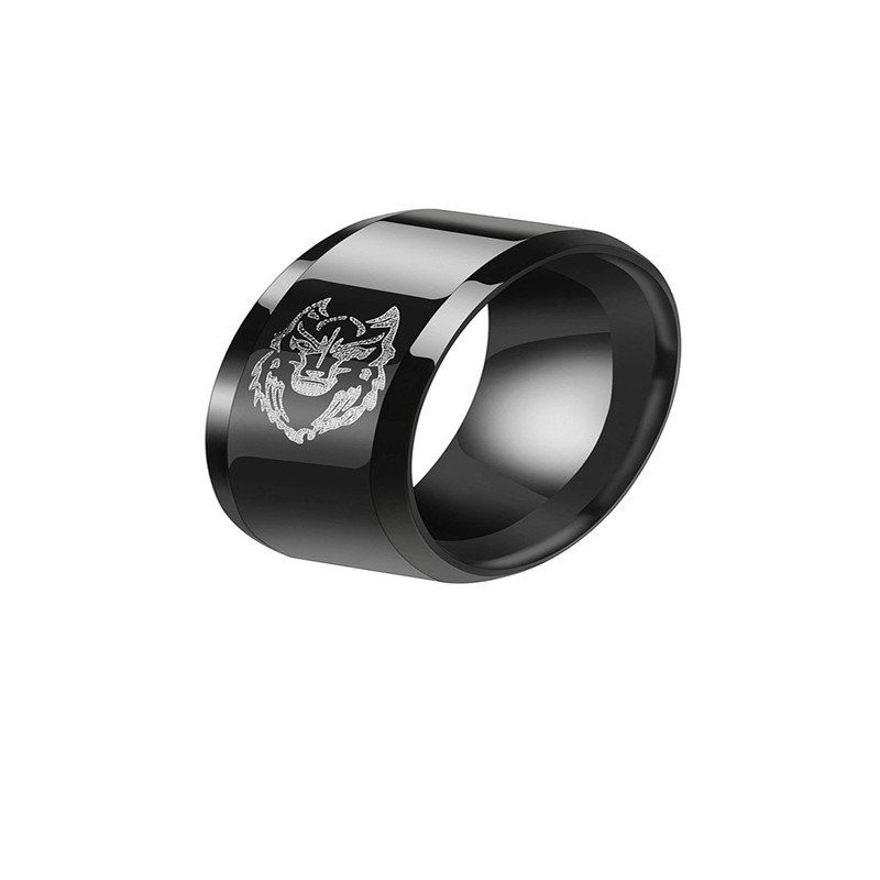 

Leisure Style Men's Black Stainless Steel Wolf Ring