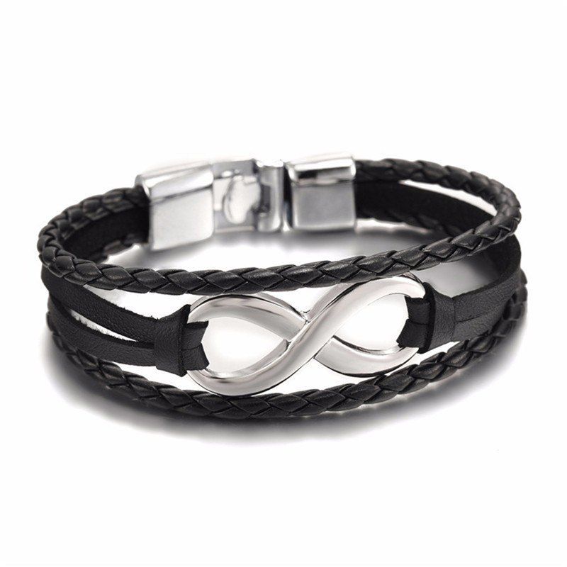 

Personality Fashion Men's 8-Word Leather Bracelet Bracelet, Black