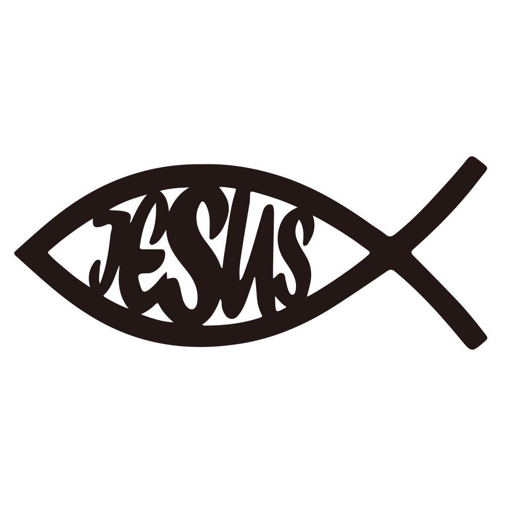

Jesus Fish Art Vinyl Mural Home Room Decor Wall Sticker, Black