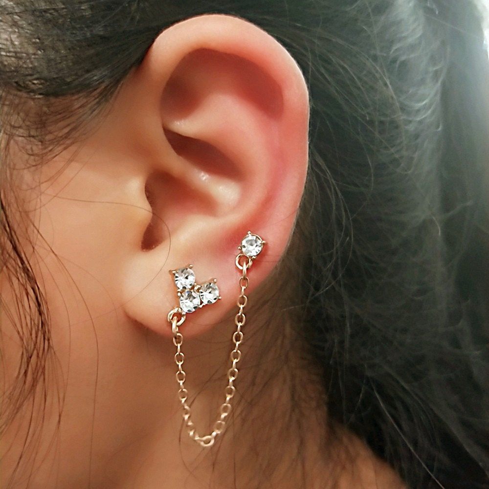 

Bohemian Fashion Cross Chain Stud Earrings Wild Temperament Earrings Female, Gold