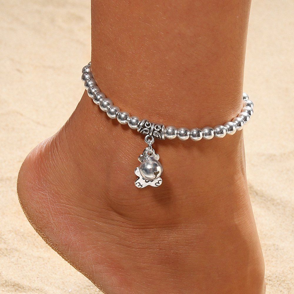 

European and American Fashion Beaded Silver Plated Bell Anklet Foot Ornaments