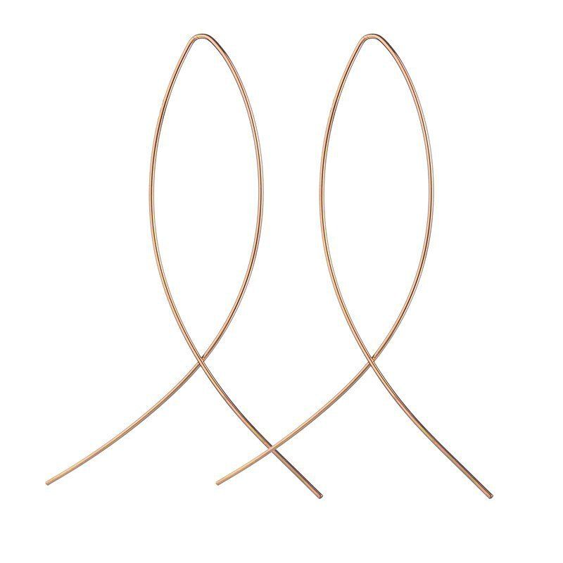 

Simple Jewelry Fashion Creative Design Handmade Metal Cross - Line Earrings, Gold