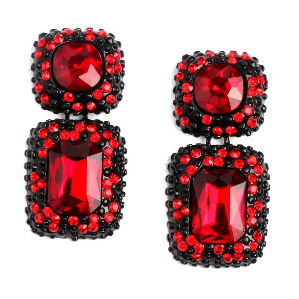 

Multi-Color Ear Stud with Alloy Setting and Drilling Technology, Red wine