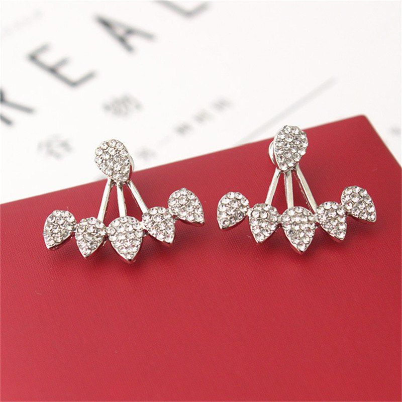 

Fashion Baitao Lady's Water Drop Split Ear Nail, Silver